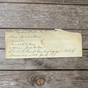Handwritten recipe for Model Salad