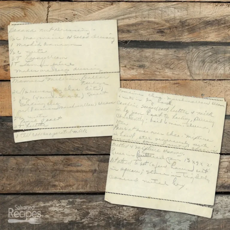 Handwritten recipe for Momma's Million Dollar Fudge