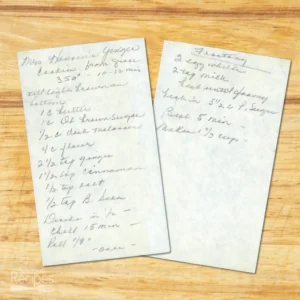 Handwritten recipe for Mrs. Hansen's Ginger Cookies