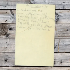 Handwritten recipe for Onion Casserole