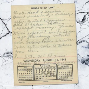 Handwritten recipe for Orange Cake