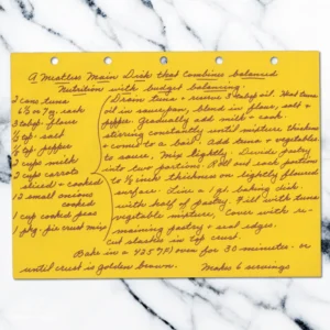 Handwritten recipe for A Meatless Main Dish