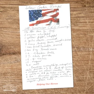 Handwritten recipe for All-AMerican Chilli