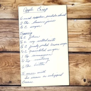 Handwritten recipe for Apple Crisp