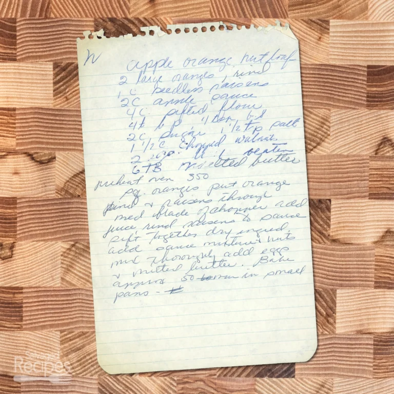 Handwritten recipe for Apple-Orange Nut Loaf
