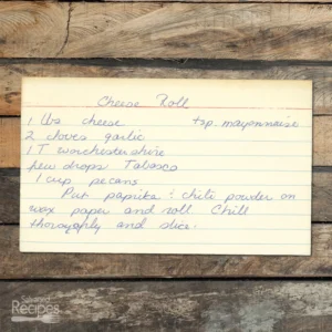 Handwritten recipe card for Cheese Roll
