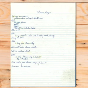 Handwritten recipe for Cheese Soup