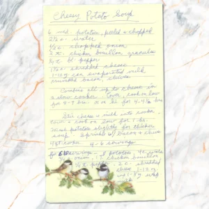 Handwritten recipe for Cheesy Potato Soup