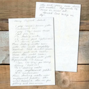 Handwritten recipe for Cherry Layered Salad