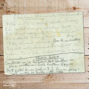 Handwritten recipe for Chicken Casserole