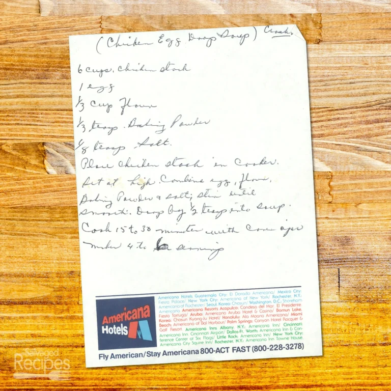 Handwritten recipe for Chicken Egg Drop Soup