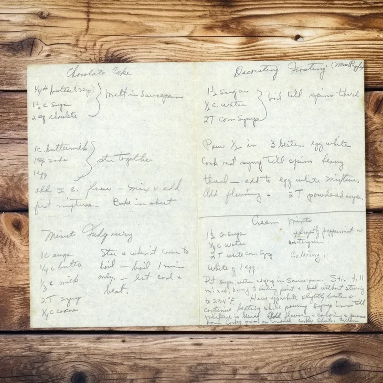 Handwritten recipe for Chocolate Cake