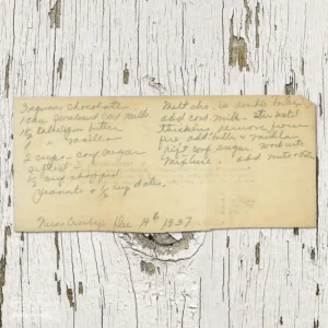 Handwritten recipe for Chocolate Fudge with Peanuts