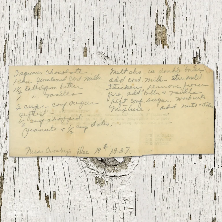 Handwritten recipe for Chocolate Fudge with Peanuts