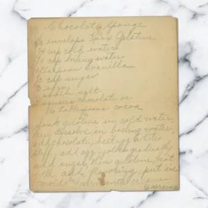 Handwritten recipe for Chocolate Sponge