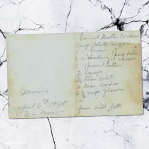 Handwritten recipe for Coconut Butter Cookies