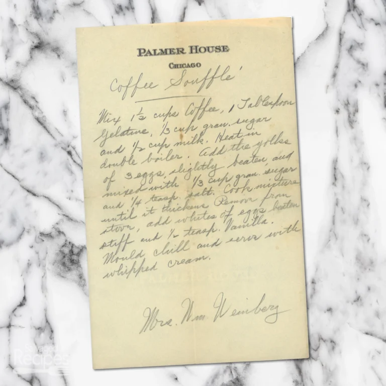 Handwritten recipe for Coffee Soufflé