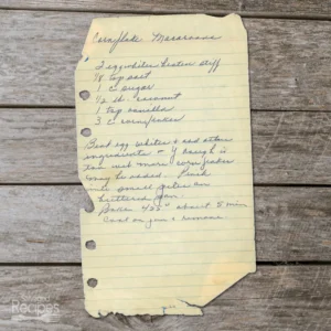 Handwritten recipes for Cornflake Macaroons