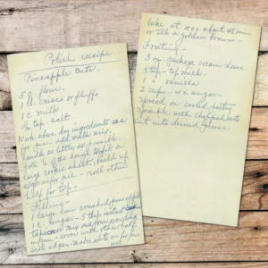 Handwritten recipe for Polish Recipe - Pineapple Butts