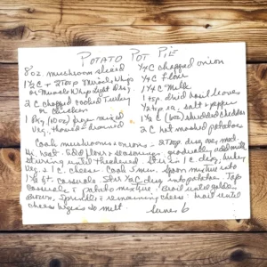 Handwritten recipe for Potato Pot Pie