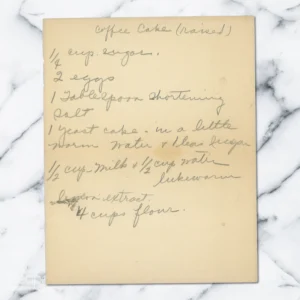 Handwritten recipe for Raised Coffee Cake