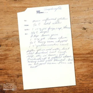 Handwritten recipe for Raspberry Pie