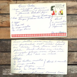 Handwritten recipe for Rum Cake