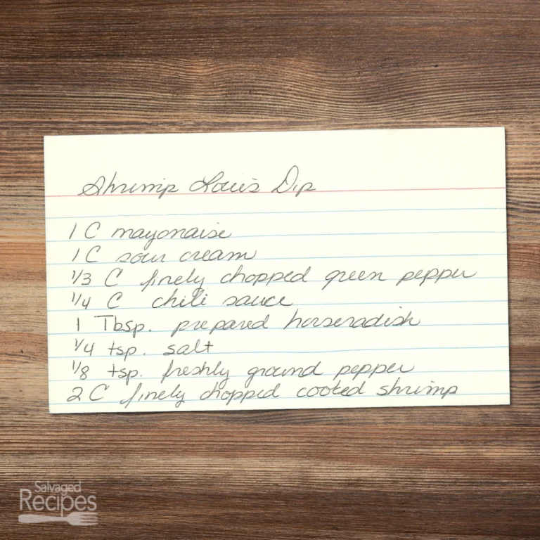 Handwritten recipe for Shrimp Louis Dip