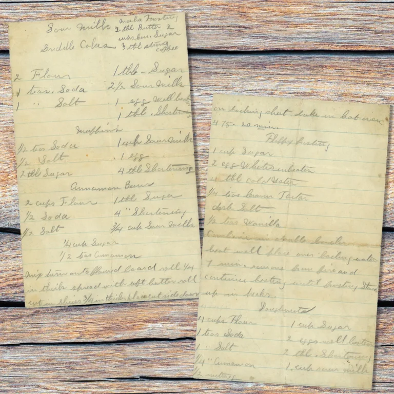 Handwritten recipe for Sour Milk Griddle Cakes