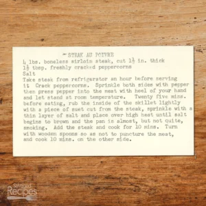 Handwritten recipe card for Steak Au Poivre