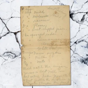 Handwritten recipe for Suet Pudding