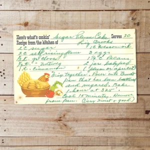 Handwritten recipe card for Sugar PLum Cake