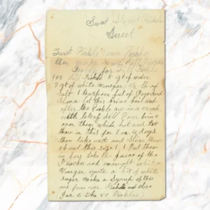 Handwritten recipe for Sweet Slice Pickle Dessert
