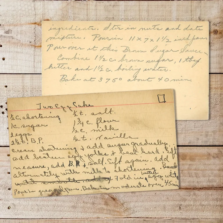 Handwritten recipe card for Two Egg Cake