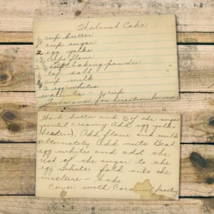 Handwritten recipe card for Walnut Cake