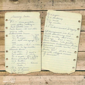 Handwritten recipe for Yummy Cake