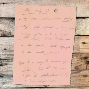 Handwritten recipe for Chocolate Chiffon Cake