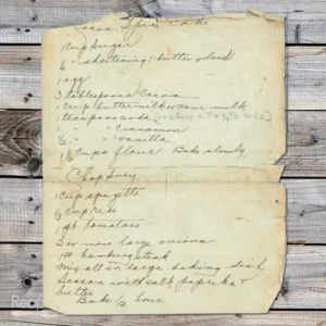 Handwritten recipe for Cocoa Spice Cake