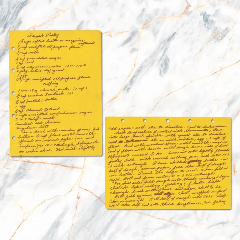 Handwritten recipe for Danish Pastry