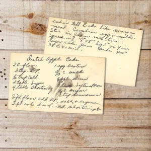 Handwritten recipe card for Dutch Apple Cake