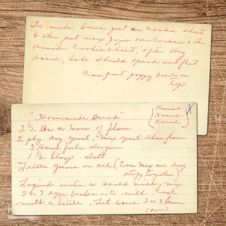 Handwritten recipe card for Homemade Bread