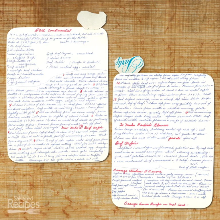 Handwritten recipe for pate continental