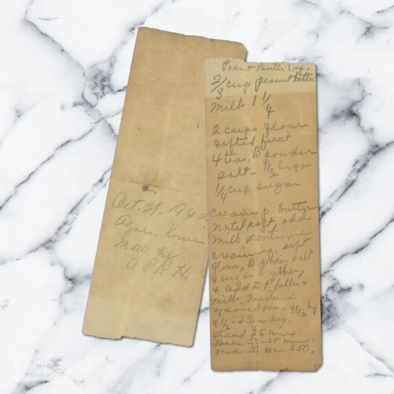 Handwritten recipe for Peanut Butter Loaf