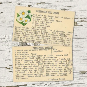 Typed recipe card Pineapple Cup Cakes from Virginia Reese