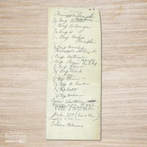 Handwritten recipe for Pineapple Pumpkin Cookies