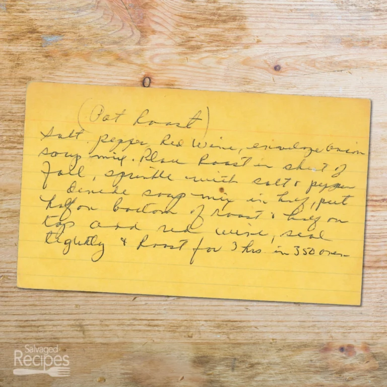 Handwritten recipe card for Pot Roast