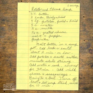 Handwritten recipe for Potato and Cheese Soup