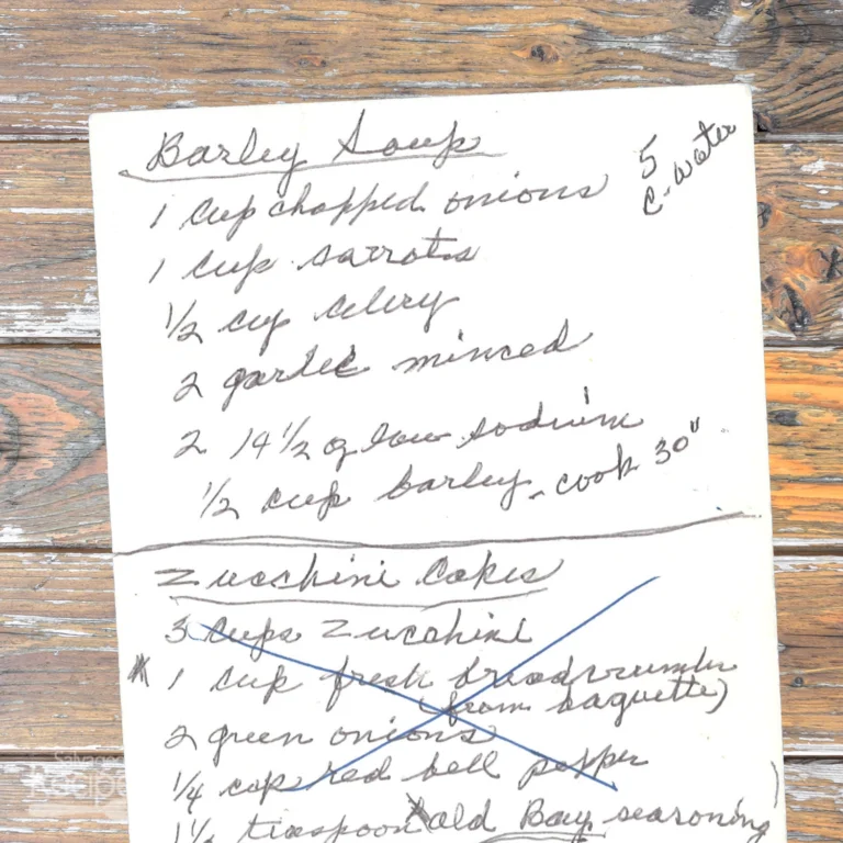 Handwritten recipe for Barley Soup