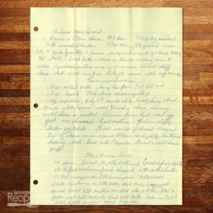 Handwritten recipe for Cheese-Beer Spread