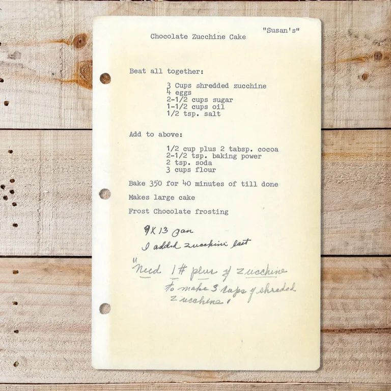 Typed recipe for Chocolate Zucchini Cake